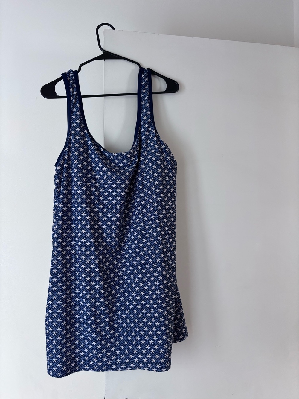 Lands' End Navy & White Printed One-Piece Swim Dress size XL / 16